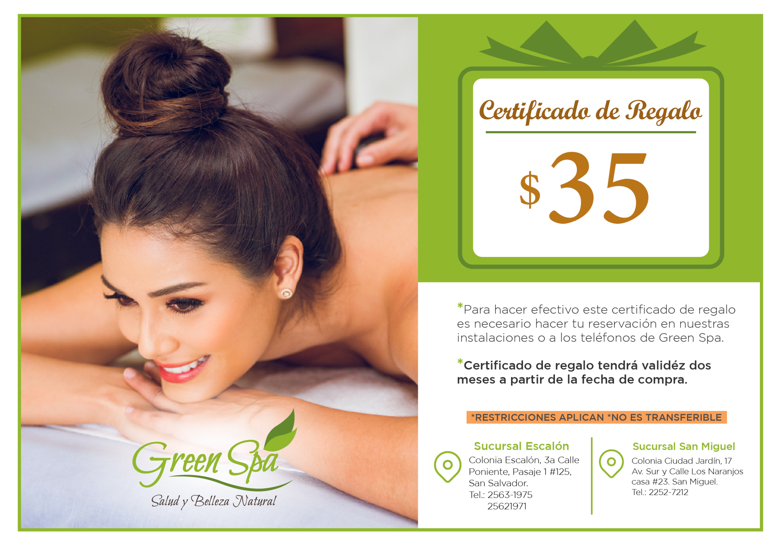 CERTIFICADO DE REGALO GREEN SPA